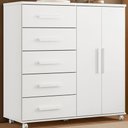 Ver imagem 5 de Guarda Roupa Casal Doble 08 Portas com Espelho e Cômoda Toronto Branco - Móveis Albatroz