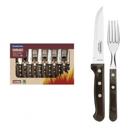 Jogo Talheres Jumbo Churrasco Inox Castanho 12pç 21198976 - 1