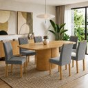 Ver imagem 1 de Conjunto de Mesa de Jantar 6 Lugares 180x90cm MDF Cinamomo e Cinza