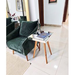 Mesa de Canto e Apoio de Sofá Pés Palito Retro Espelhada Ônix - Demoglass - 2