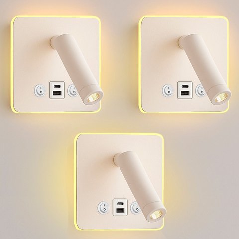 3 Arandela de Parede Leitura Flexível Led Usb e Usb-c Bet98