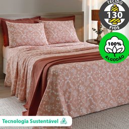 Jogo de Cama Queen 4 Peças Lençol com Elástico 100 Algodão Percal 130 Fios - Dohler - 3