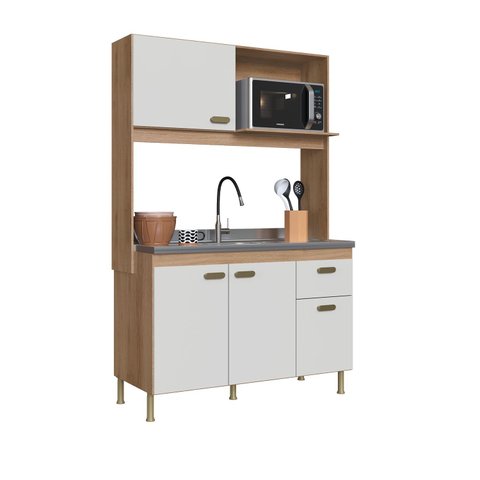 Kit de Cozinha para Forno Micro-ondas com 4 Portas Castani e Off White