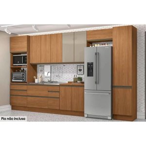Cozinha Modulada Completa Maxxi 8 Peças (3aéreos+2balcões+1complemento+2paneleiros) C8p45 Canela