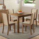 Ver imagem 1 de Conjunto Sala de Jantar Cíntia Madesa Mesa Tampo de Madeira 4 Cadeiras - Rustic/crema/sintético