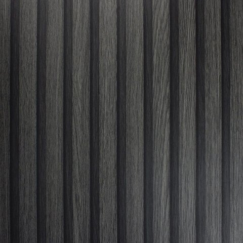 Papel de Parede Efeito Ripado Madeira Cinza Chumbo+ Cola Inclusa- Vinilico Lavável