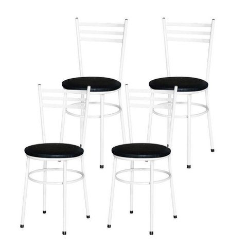 4 Cadeiras Epóxi Branca para Cozinha Preto