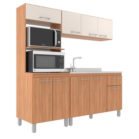 Cozinha Iara Modulada 3 Peças 7 Portas 1 Gaveta Freijó/off White