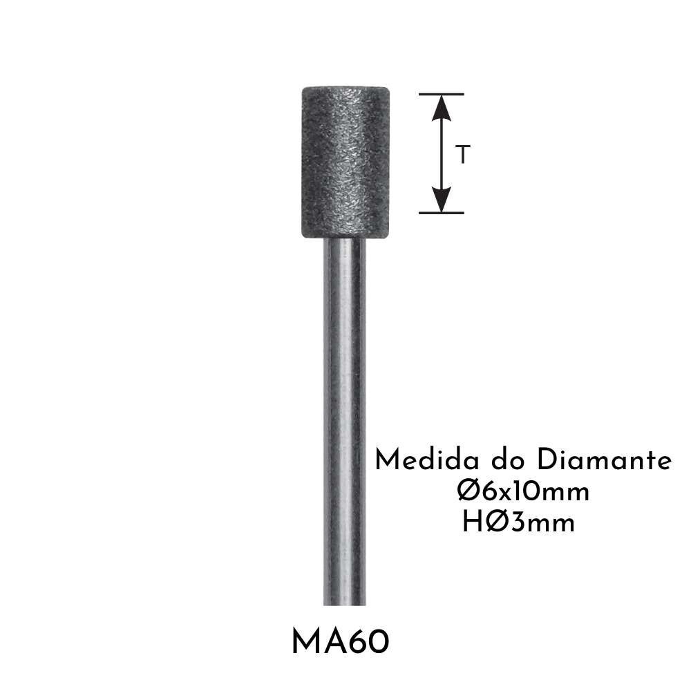 Ponta Rotativa Diamantada Individual Haste Ø3mm Politone Modelo Ma60