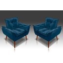 Ver imagem 1 de Kit 2 Poltronas Opala Suede Azul Marinho - Casa da Poltrona