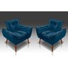 Kit 2 Poltronas Opala Suede Azul Marinho - Casa da Poltrona - 1