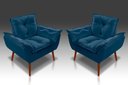 Ver imagem 1 de Kit 2 Poltronas Opala Suede Azul Marinho - Casa da Poltrona