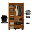 Ver imagem 3 de Guarda Roupa Solteiro Multiuso sem Gaveta Reforçado Ouro Fechadura com Chave Nature