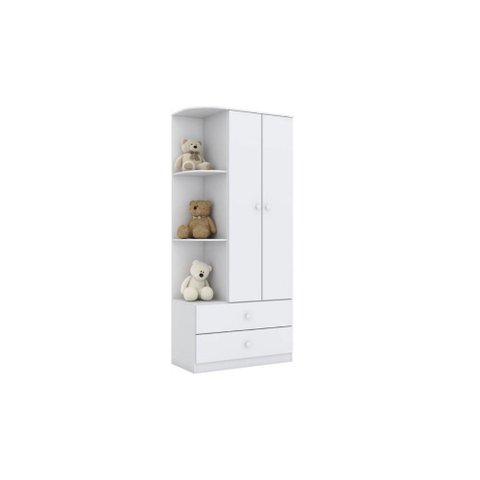 Guarda Roupa Solteiro 2 Portas e 2 Gavetas Labirinto Branco - Henn