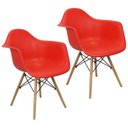 Ver imagem 1 de Kit 2 Cadeiras Charles Eames Eiffel Design Wood com Braços - Vermelho