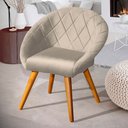 Ver imagem 2 de Kit 2 Poltronas Estofada Decorativa Canastra em Veludo Base Madeira Maciça - Bege
