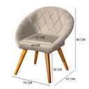 Ver imagem 5 de Kit 2 Poltronas Estofada Decorativa Canastra em Veludo Base Madeira Maciça - Bege