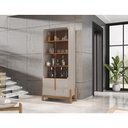 Ver imagem 1 de Cristaleira 2 Portas C/ Prateleiras para Vinhos e Taças Luna Off-white/cedro