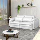 Ver imagem 1 de Sofá Decorativo Piece Bipartido Retrátil Sala de Estar 250cm Couro Branco G58 - Gran Belo