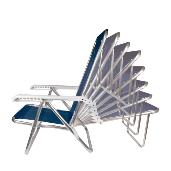Cadeira Reclinável Alumínio 8 Posições Azul Marinho - 4