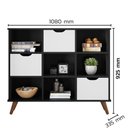 Ver imagem 4 de Nicho Organizador Multifuncional 6 Nichos 3 Gavetas Pés Retrô Cube Q01 Preto/Branco - Mpozenato