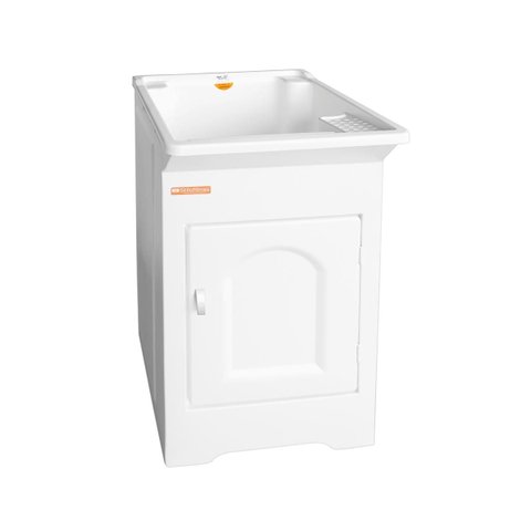 Gabinete Tanque com Esfregador 26 Litros Espaço Torneira Branco MAKO001