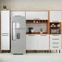 Ver imagem 1 de Cozinha Compacta 5 Peças 7 Portas 4 Gavetas Evolution Plus Branco/Freijó/Off-White