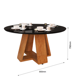 Mesa de Jantar 4 Lugares Redonda Tampo de Vidro e Mdf:preto - 3