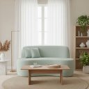 Ver imagem 1 de Sofá Minimalista Orgânico 2 Lugares Sala Bouclé:bouclé Verde