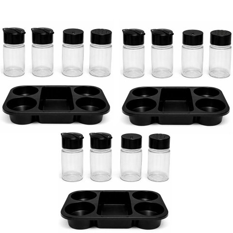 Kit 3 Porta Condimentos para Restaurantes e Lanchonetes 4 Frascos Preto