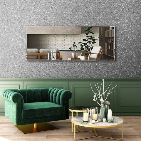 Espelho Grande Lapidado com Bisotê Retangular Decorativo 140x60cm