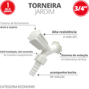 Ver imagem 2 de 12 Unidades Torneira para Jardim Cor Branco Bitola 1/2'' e 3/4'' Durín
