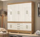 Ver imagem 1 de Guarda Roupa New Murano Casal 10 Portas - Amêndola Touch/ Off White Demóbile