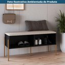 Ver imagem 5 de Sapateira Banco Estofado Oslo Artesano 93 Cm (largura) em Mdp Nero Tecido Fendi C/ Pés Metal