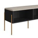Ver imagem 2 de Sapateira Banco Estofado Oslo Artesano 93 Cm (largura) em Mdp Nero Tecido Fendi C/ Pés Metal