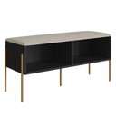 Ver imagem 1 de Sapateira Banco Estofado Oslo Artesano 93 Cm (largura) em Mdp Nero Tecido Fendi C/ Pés Metal