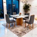 Ver imagem 1 de Sala de Jantar 90x90 Agile 4 Cad. Viena Linho Chumbo Bom Pastor