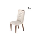 Ver imagem 1 de Conjunto de 2 Cadeiras de Madeira Maciça Estofada Megan - Natural C/ Linho Off White