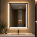 Ver mais imagens de Espelho LED Banheiro Touch 3 Cores de Luz com Desembaçador Display Digital 80x60 cm Bivolts 110/220V
