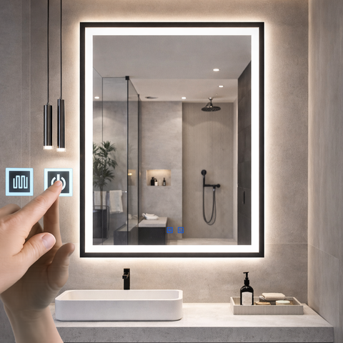 Espelho Led Banheiro Touch 3 Cores de Luz com Desembaçador Display Digital 80x60 Cm Bivolt:110/220v