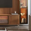 Ver imagem 6 de Estante para TV Home Theater 85" MDF 291cm 3 Portas 2 Cristaleiras Vidro Reflecta LED Canella