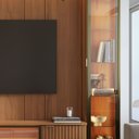 Ver imagem 7 de Estante para TV Home Theater 85" MDF 291cm 3 Portas 2 Cristaleiras Vidro Reflecta LED Canella