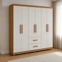 Ver imagem 2 de Guarda Roupa Casal Slim 6 Portas 2 Gavetas Cinamomo Off White Formimóveis