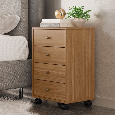 Mesa de Cabeceira 45 Cm 4 Gavetas com Rodizios - Presence:amendola Touch