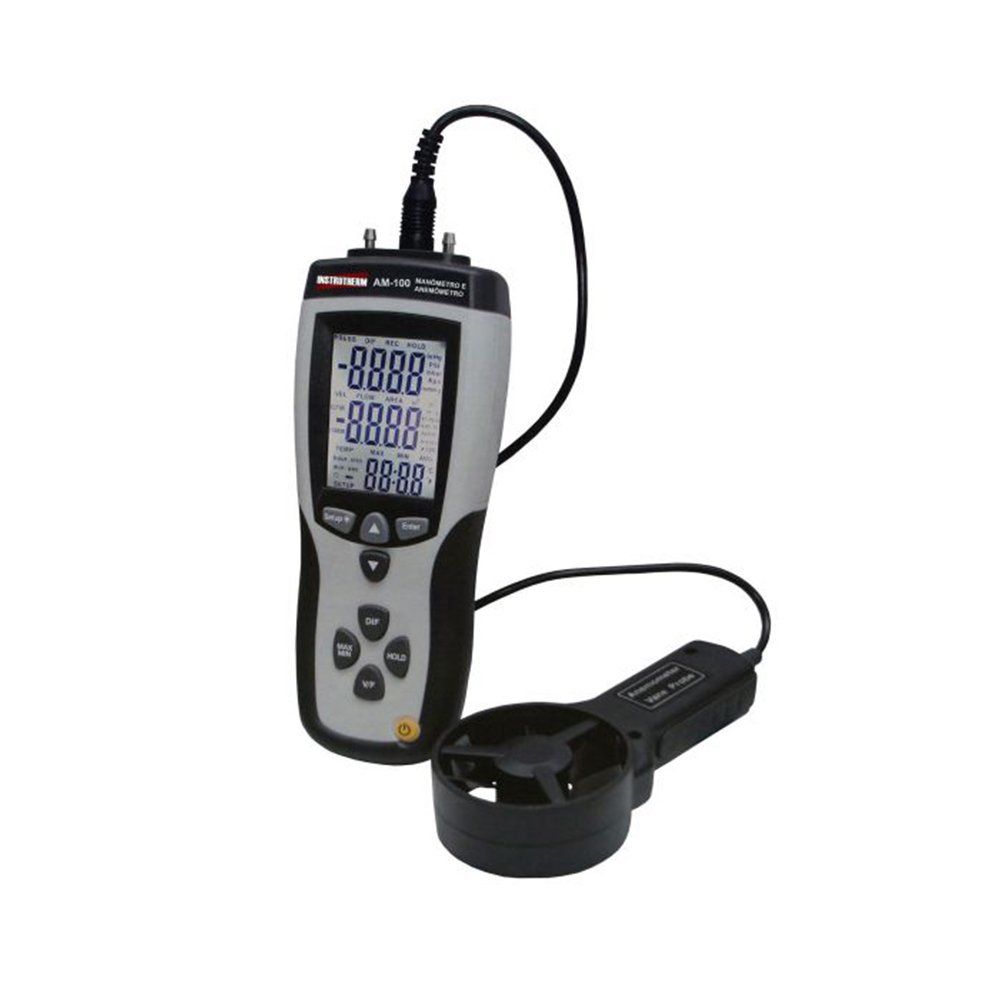 Termo Higrômetro Digital Anemômetro E Micromanômetro Diferencial Manômetro Portátil Am-100 Com Estoj - 1