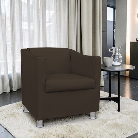 Poltrona Decorativa Tillak Tilla em Suede para Sala de Estar, Consultório e Recepção - Corino Marrom
