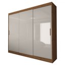 Ver imagem 3 de Guarda-roupa Casal Columbia 3 Portas 2 Gavetas 100% Mdf Off White/nogueira - Panorama Móveis