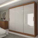 Ver imagem 1 de Guarda-roupa Casal Columbia 3 Portas 2 Gavetas 100% Mdf Off White/nogueira - Panorama Móveis