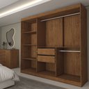 Ver imagem 5 de Guarda-roupa Casal Columbia 3 Portas 2 Gavetas 100% Mdf Off White/nogueira - Panorama Móveis