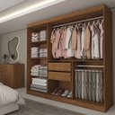 Ver imagem 2 de Guarda-roupa Casal Columbia 3 Portas 2 Gavetas 100% Mdf Off White/nogueira - Panorama Móveis